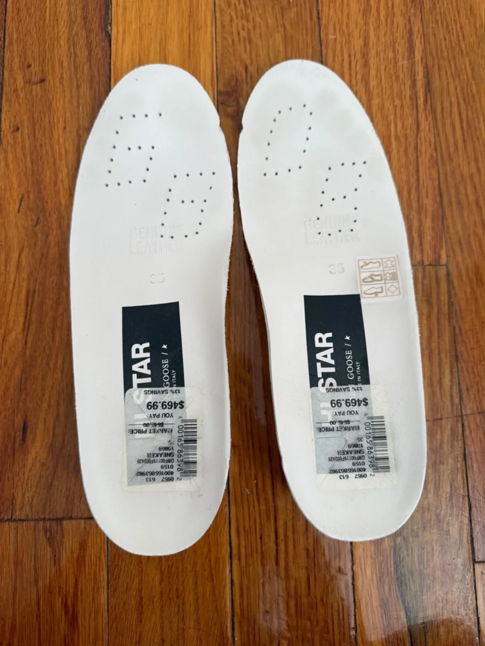 Golden Goose Hi Star White Leather Low-Top Sneakers with Tan Heel Accent - Picture 7 of 10